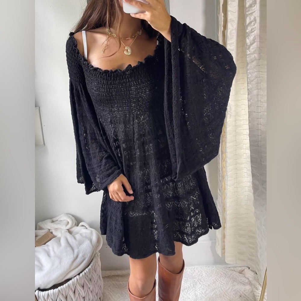Free People Black Knit Mini Dress